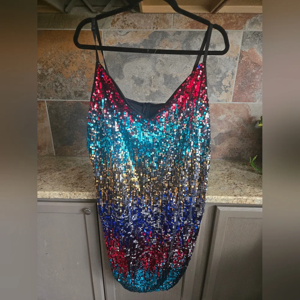 Shein Multicolor Sequin Party Dress Size 22 - Picture 2 of 4